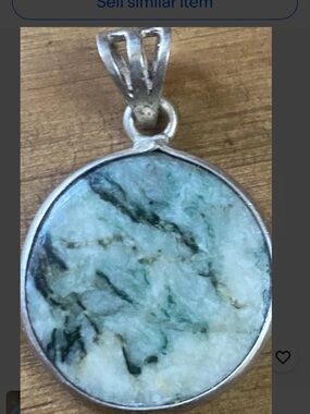 Sterling Silver Green and White Stone Pendant